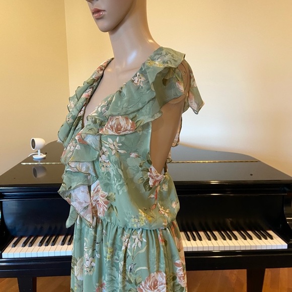 NWT Minimalist Zara Bohemian Ruffled Floral Print Midi Dress - Picture 13 of 16